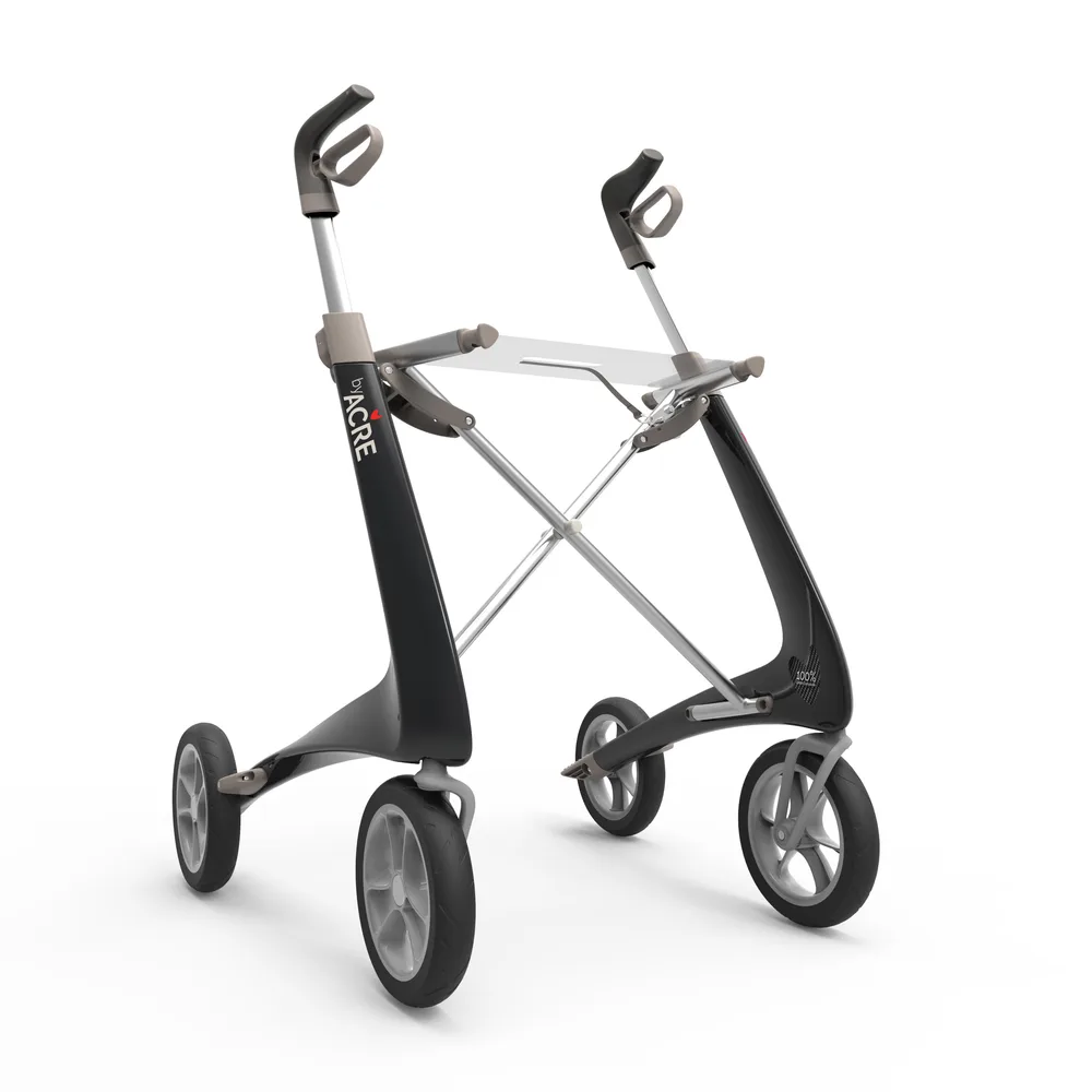 Four-wheel rollator. Available models and configurations are confirmed on enquiry.